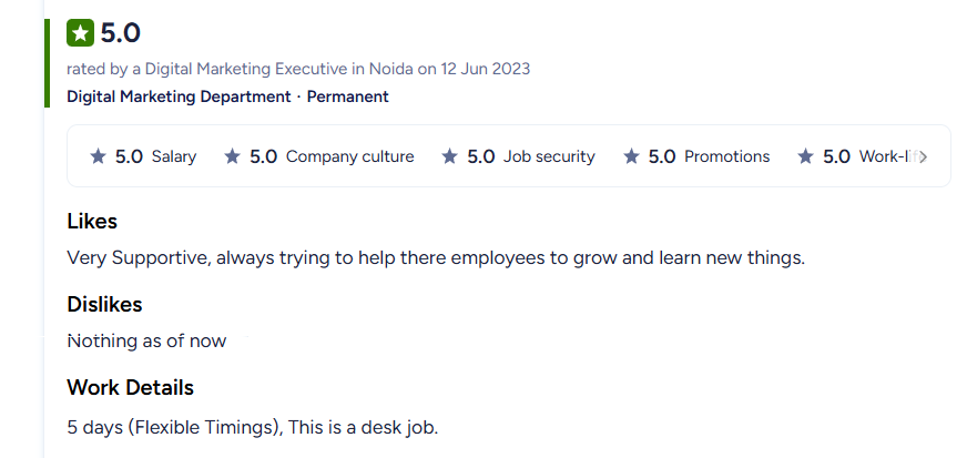 AmbitionBox 5.0 review — supportive culture helping employees grow and learn
